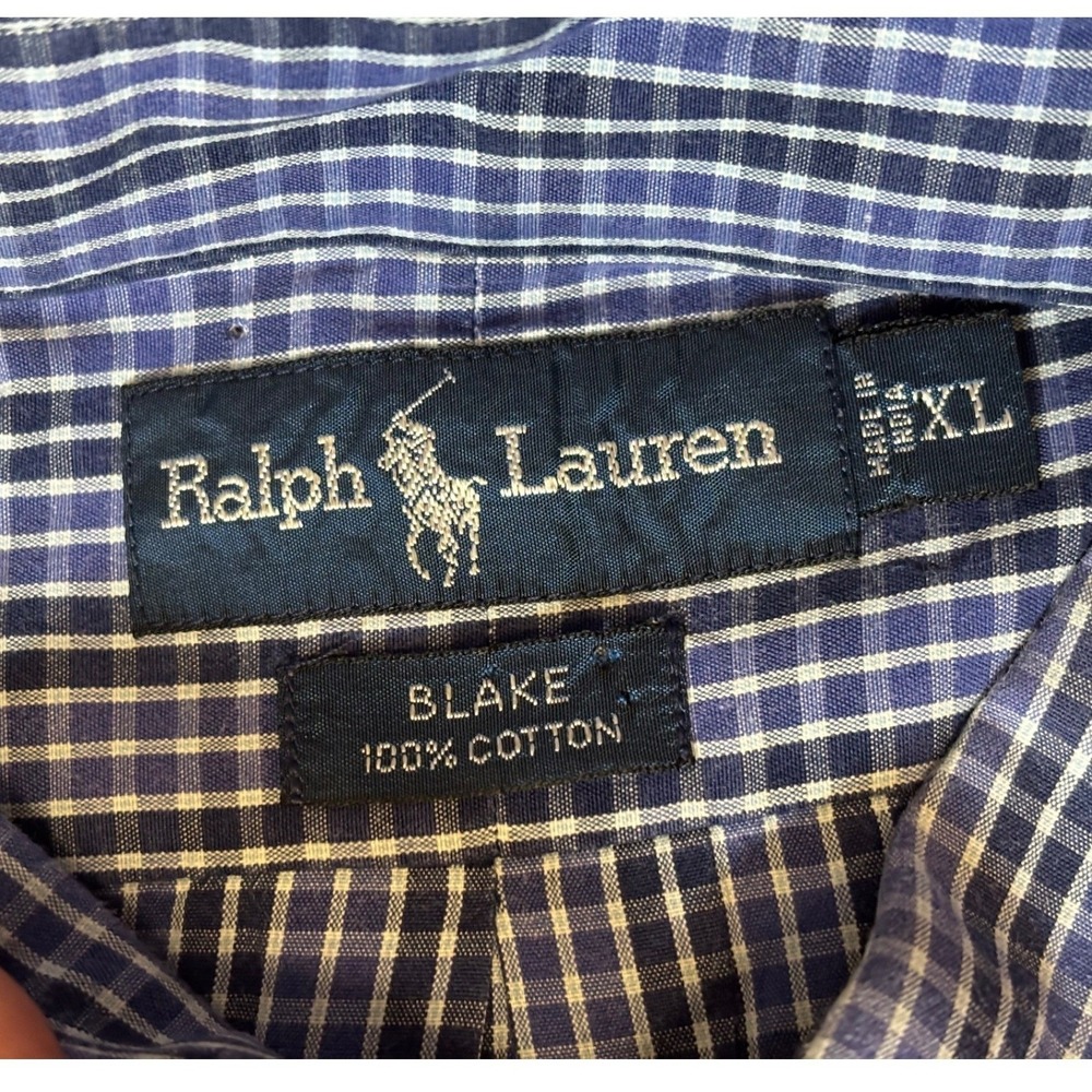 Ralph Lauren Shirt Mens XL Blue Gingham Check Blake Short Sleeve Button Down - Picture 9 of 11